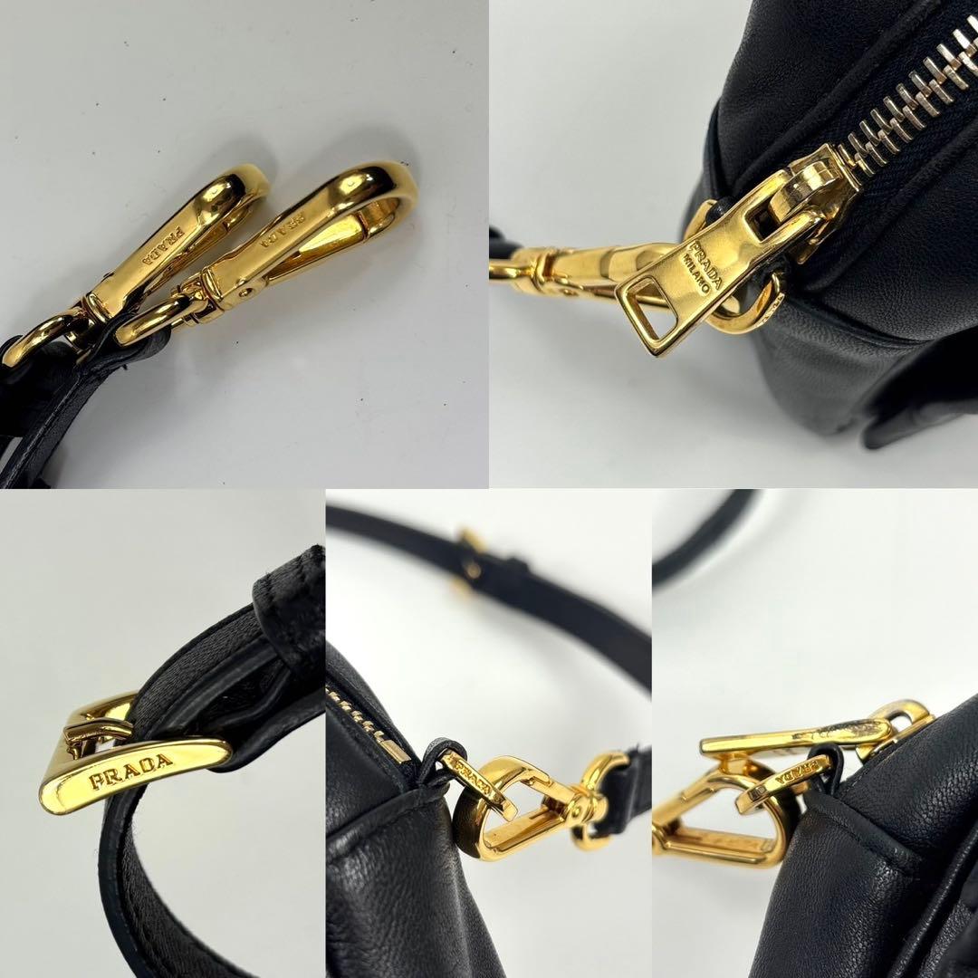 専用プラダ リボン ミニショルダーバッグ 2WAY ナッパレザー ブラック