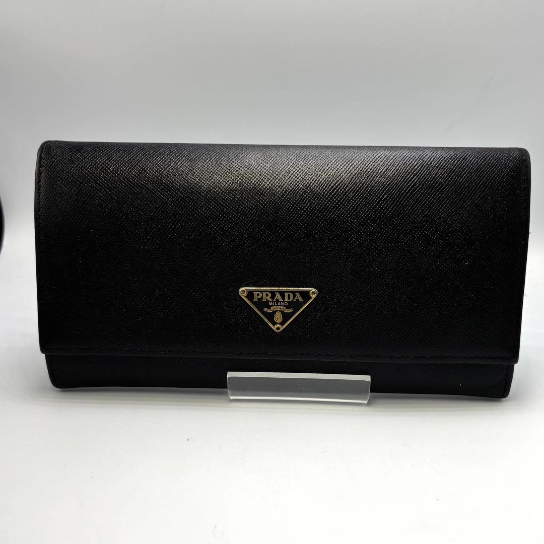 PRADA プラダ 長財布 サフィアーノレザー ブラック ロゴ レディース 箱