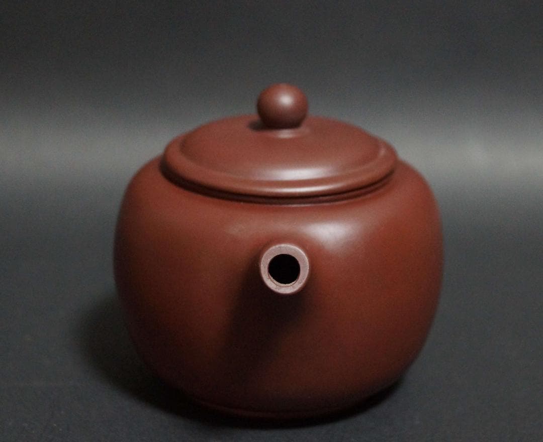 煎茶道具 中国宜興 匏尊壺 紫砂壺 在銘 老泥使用 朱泥