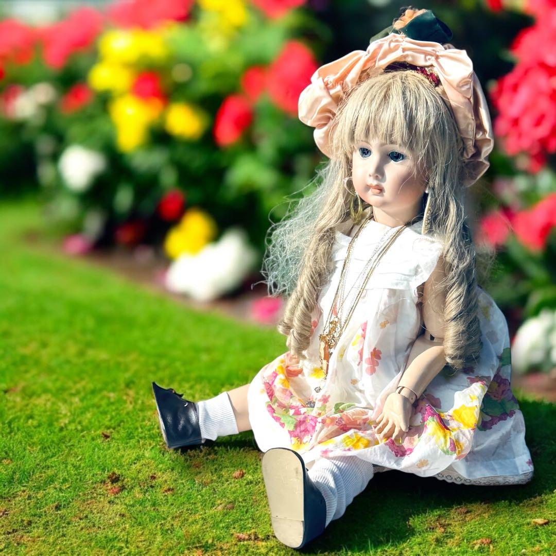 ビスクドール ロングフェイス ジュモー 作家様 ワンピース ドレス ボネ