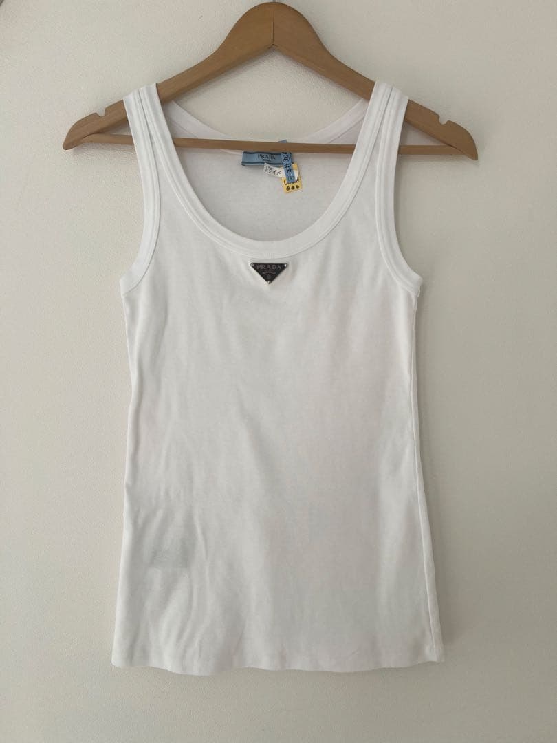 美品 PRADA プラダ リブニット ジャージー タンクトップ 36