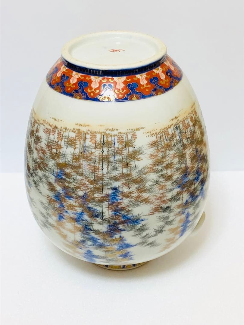 最終割引価格 明治 初期 有田焼 明治香蘭社 オールド香蘭社 色絵竹林文 花瓶