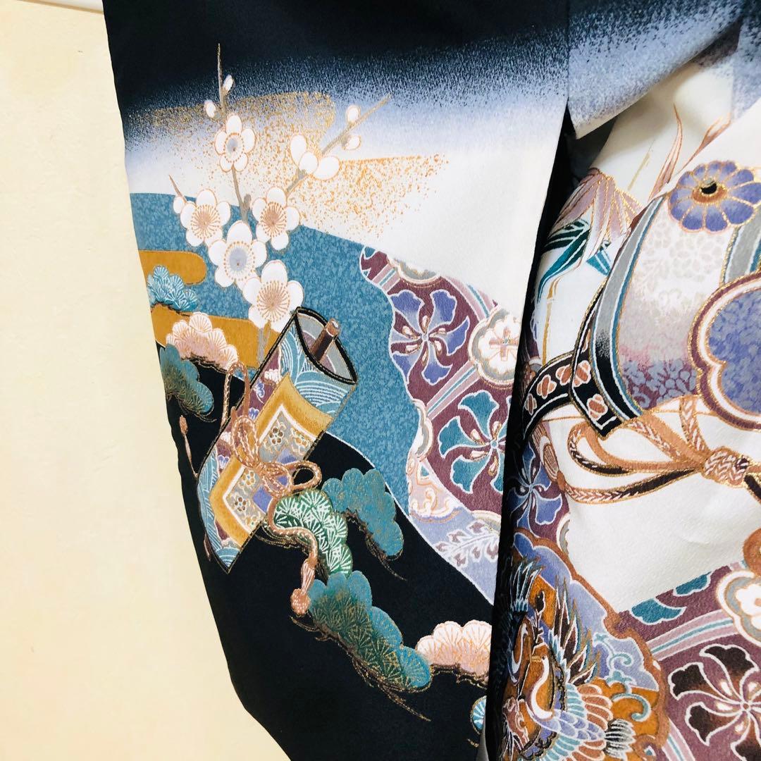 七五三 五歳‼️黒地系兜金彩煌びやか❤️完全フルセット‼️家から揃え無る無し