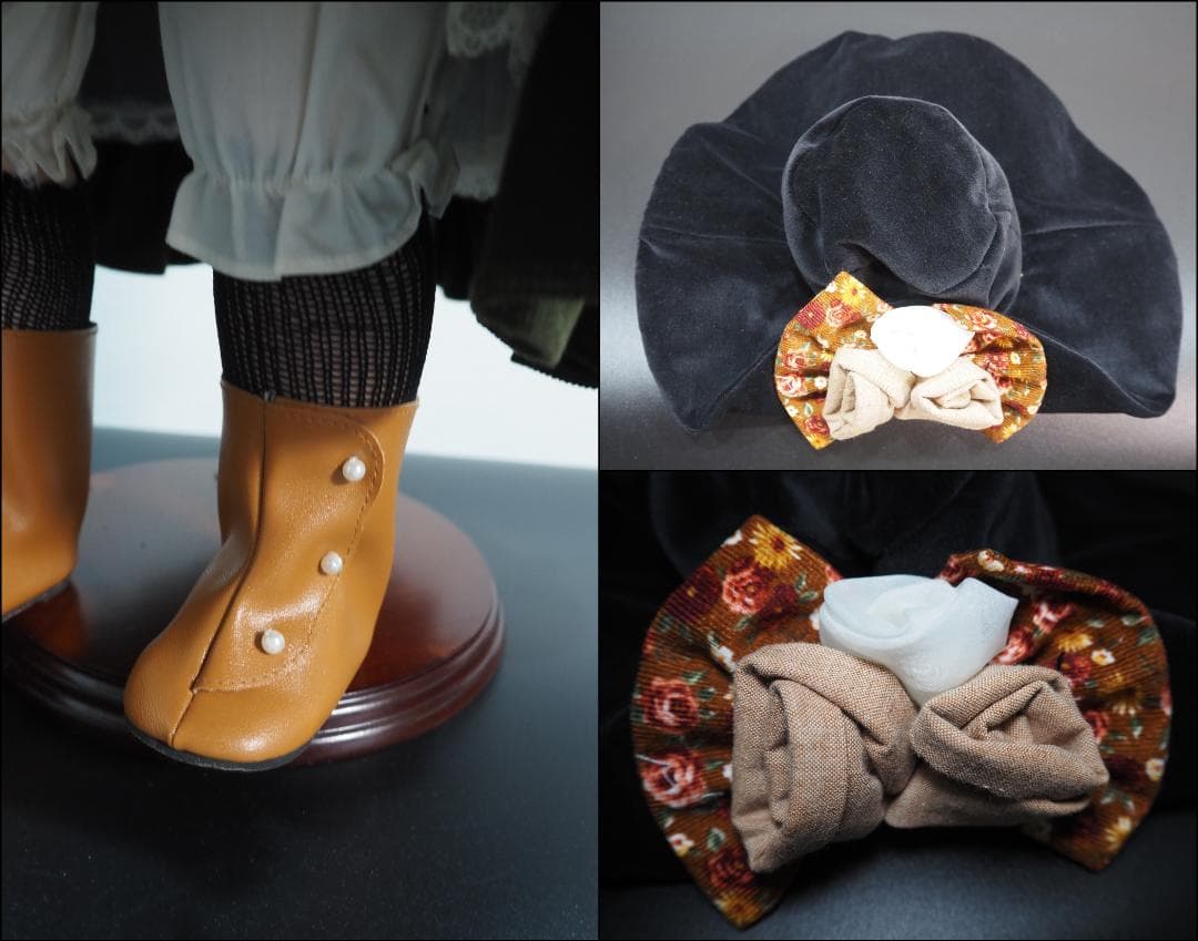 ビスクドール 可愛らしい女の子手造り磁器人形 サイン付き 置台付