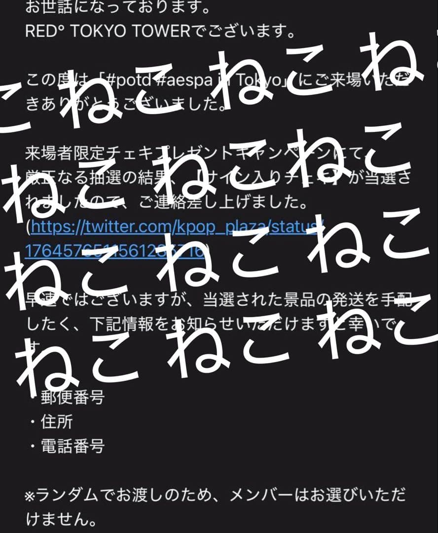 aespa カリナ チェキ 当選 世界に1枚