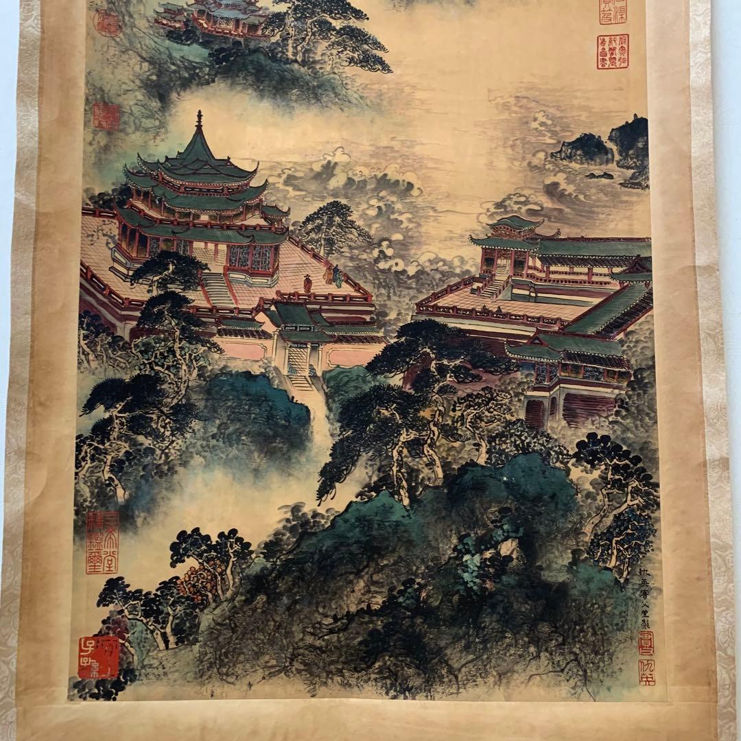 清国 大型 古美術 乾隆三希堂封印 名家 【仇英 】 氏の書卷绘 掛け軸