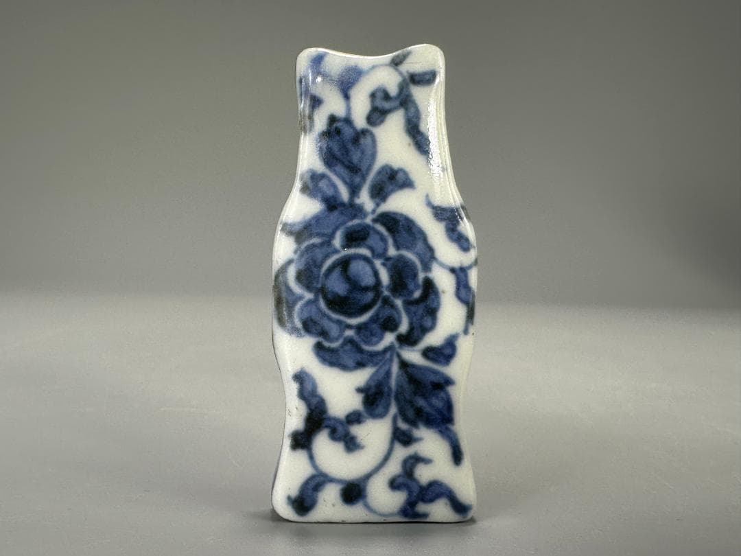 中国美術 清朝 清時代 青花花卉文 玩字款 香合 染付蓋物 香