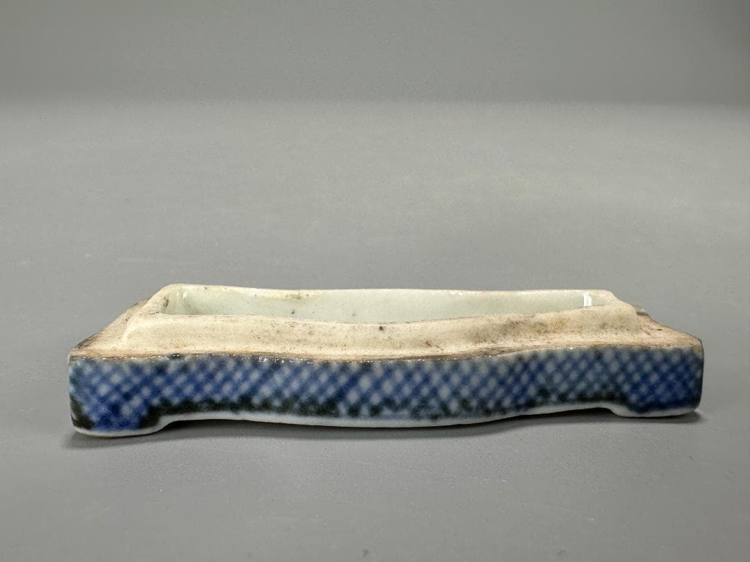 中国美術 清朝 清時代 青花花卉文 玩字款 香合 染付蓋物 香