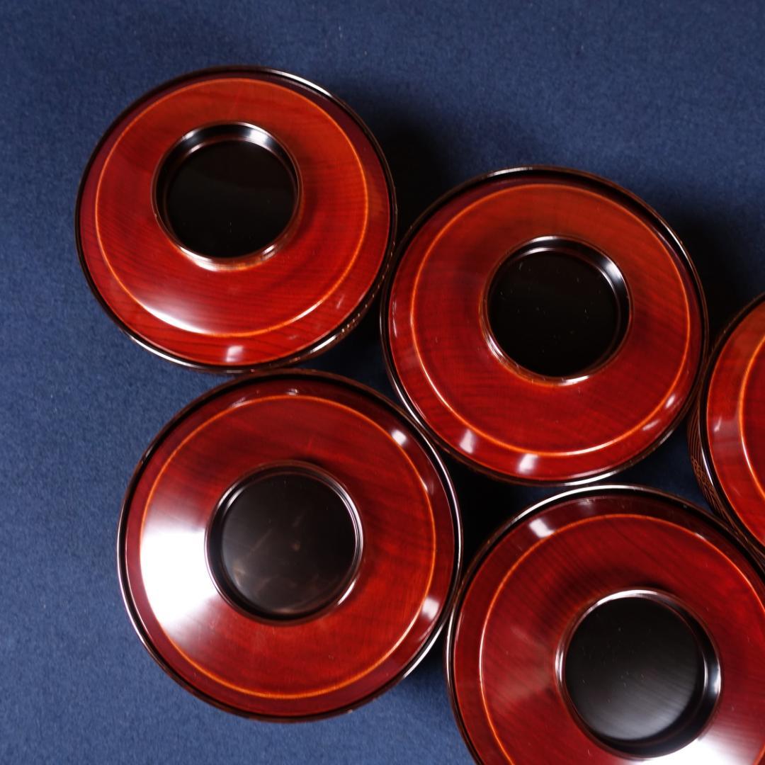 京漆匠 平安象彦 木地 内黒塗 波蒔絵 煮物椀 5客 共箱