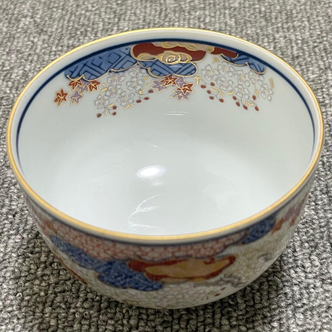 有田焼 賞美堂 其泉窯 其泉 染錦 春秋文 汲出し揃 蓋付き 湯呑み