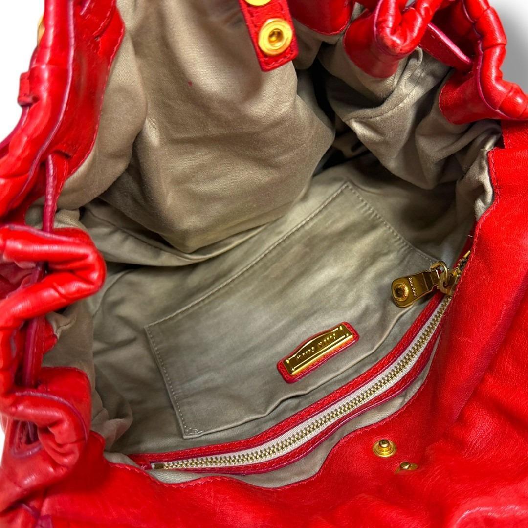 J7288 ミュウミュウ マテラッセ 2WAY ショルダーバッグ レッド Y2K