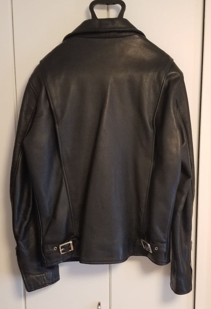RHENIUM ブラックレザーシングルライダース 46 XL