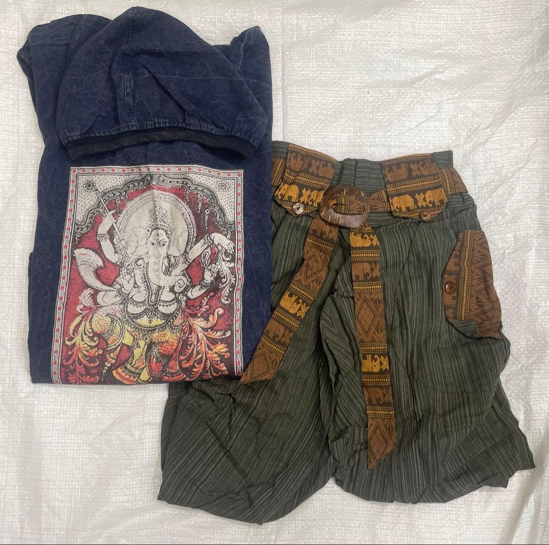 新品】ビーガンフェス上下セットガネーシャ柄フーディとパンツセット