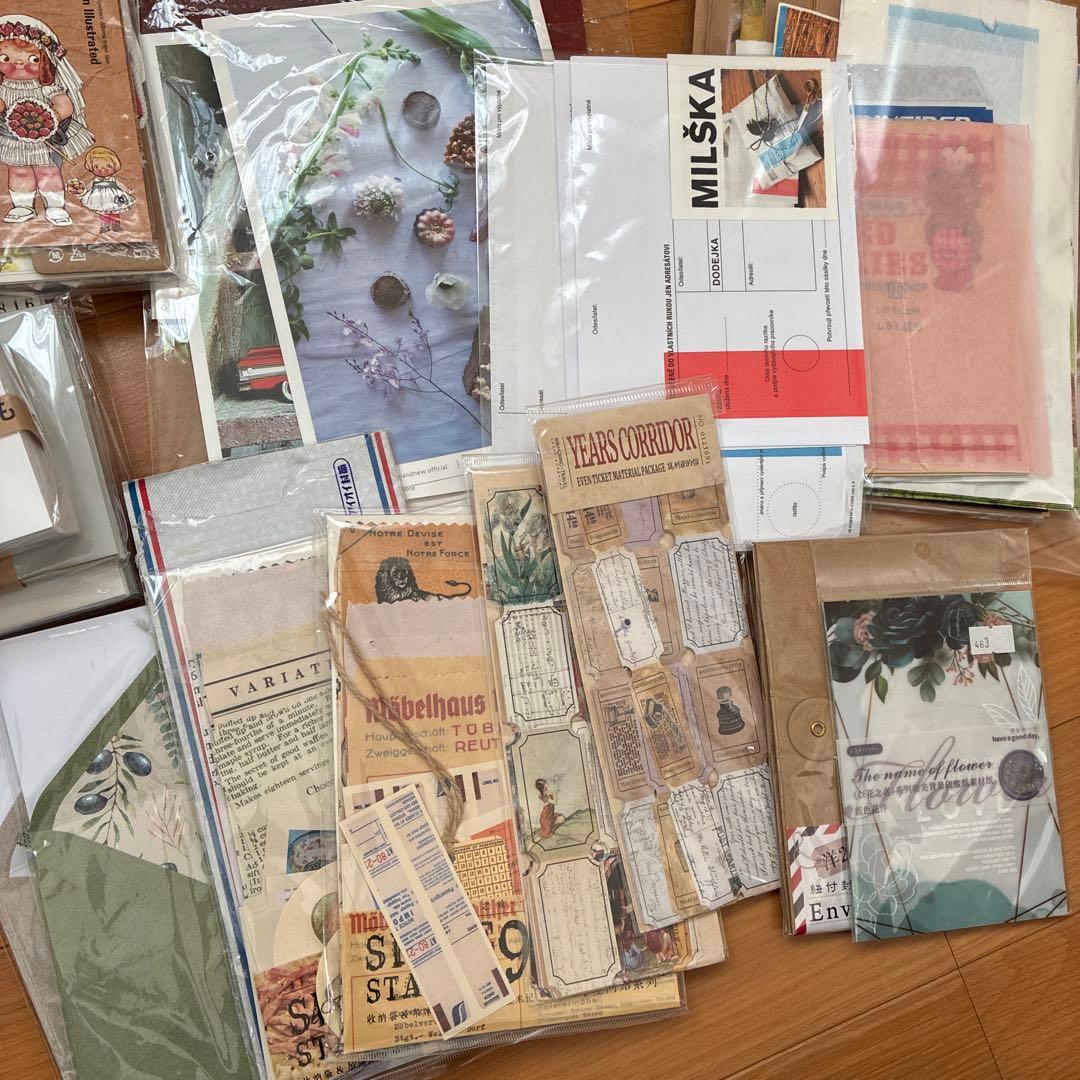 紙モノ　コラージュ素材　ノート　スタンプ　おすそわけファイル　ジャンクジャーナル