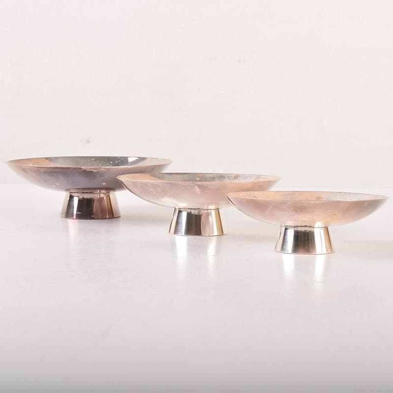 大阪尚美堂造 純銀製 三重盃 三ツ盃 約208g 共箱 F