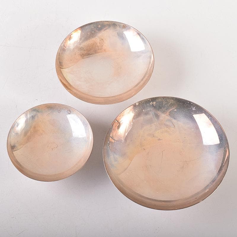 大阪尚美堂造 純銀製 三重盃 三ツ盃 約208g 共箱 F