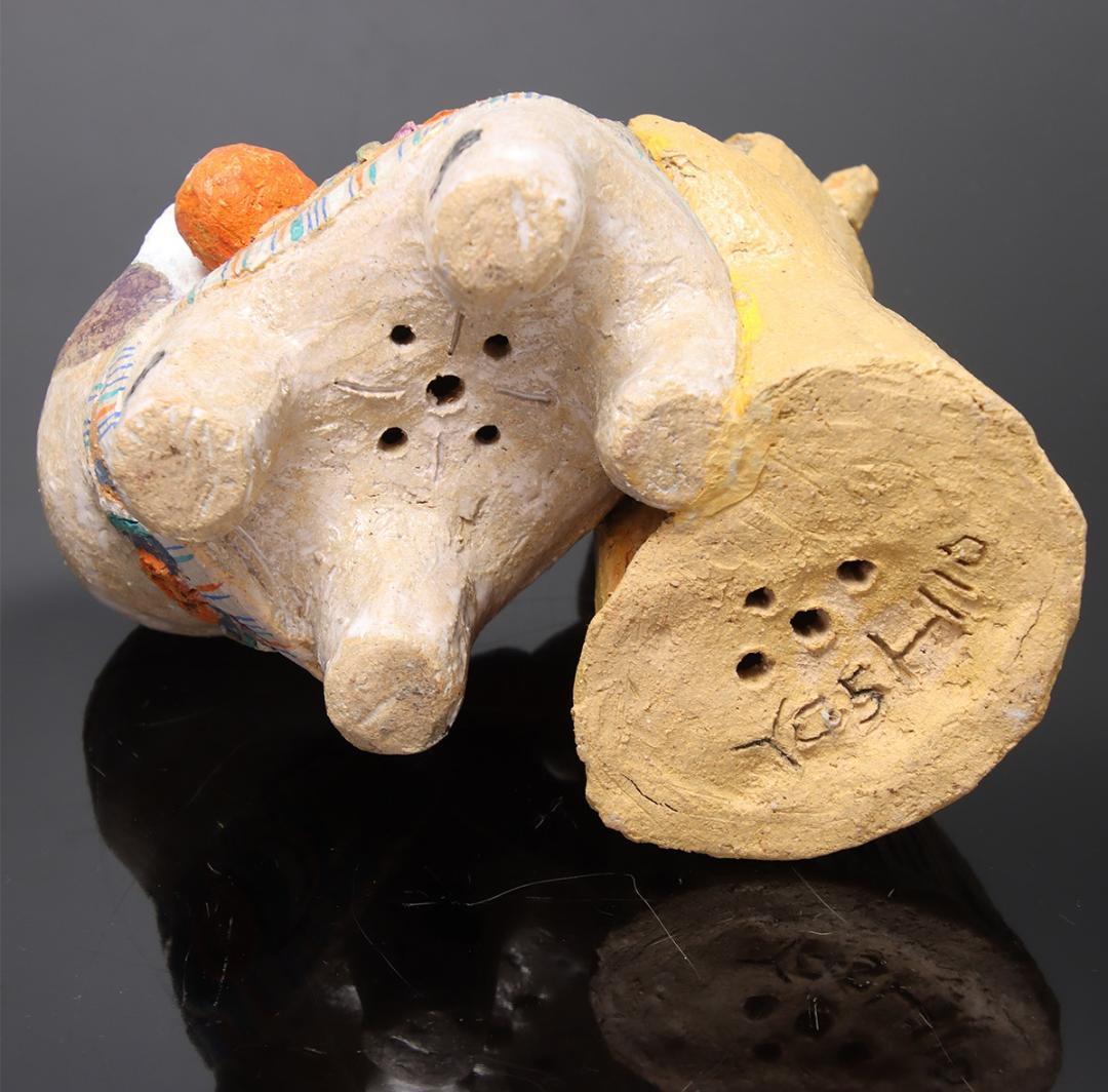 林義雄 作『犬張子と子供』箱無 童塑 陶人形 YOSHIO H 童画家 絵本