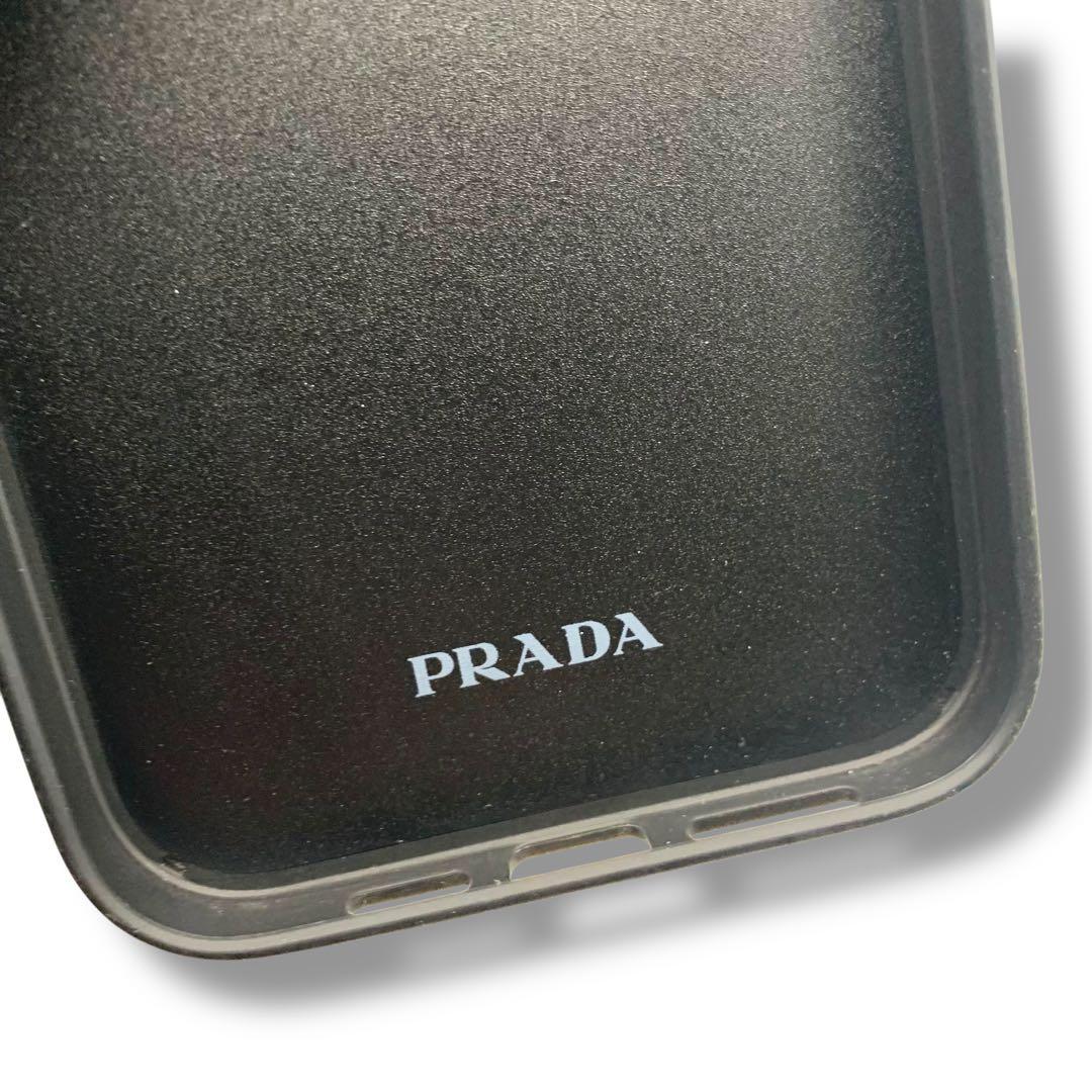 PRADA ブラック レザー iPhone用ケース 三角ロゴ