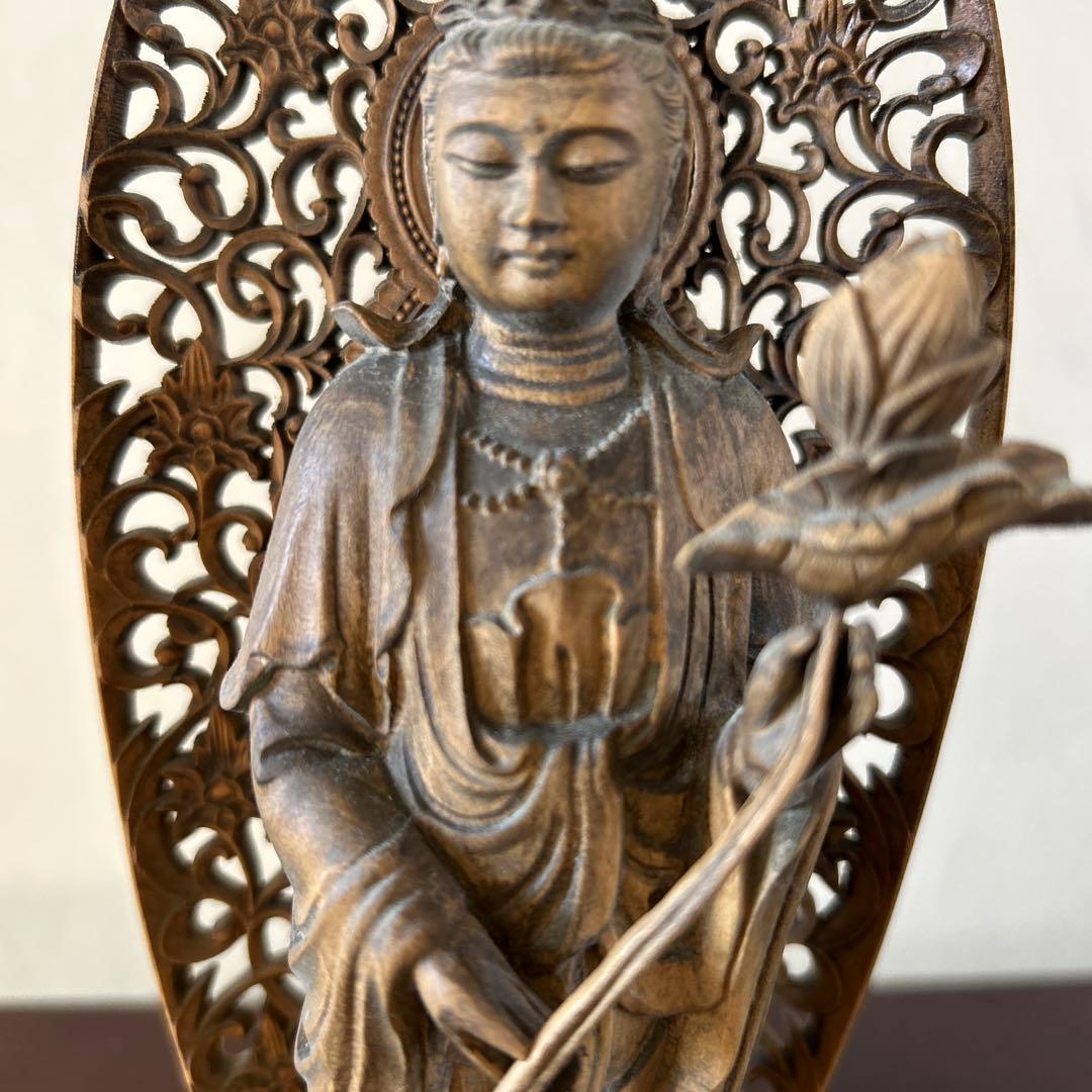 土日値下中】【骨董品】観世音菩薩立像 勢至菩薩立像 2体セット 木彫り