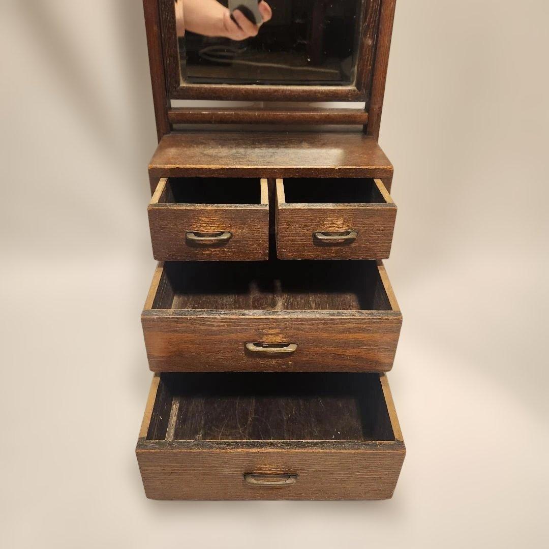 レトロ 鏡台 姿見 小引き出し古家具 時代家具 和モダン スタンドミラー