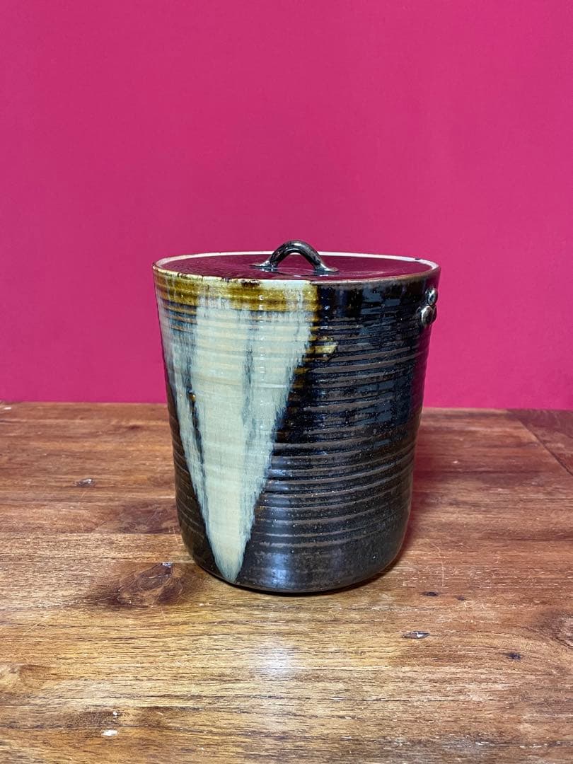 淡海ぜぜ 陽炎園 岩崎新定 膳所焼 耳付水指古膳所