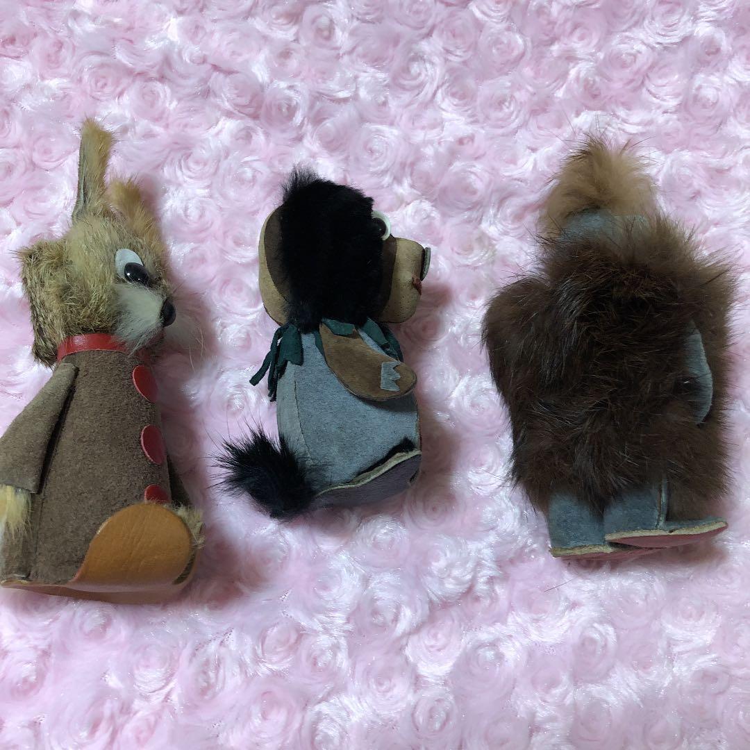 ☆希少☆1点もの☆アンティーク毛皮ぬいぐるみ3体セット