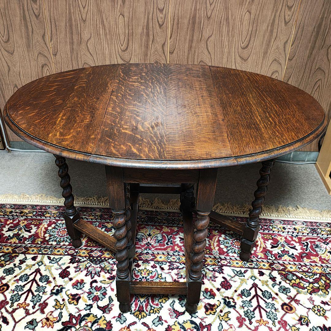 英国アンティーク ツイストゲートレッグテーブル オーク材 バタフライ