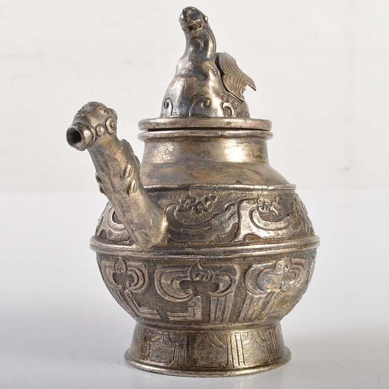 中国 白銅 饕餮文 神獣摘 水注 水滴 V R7117