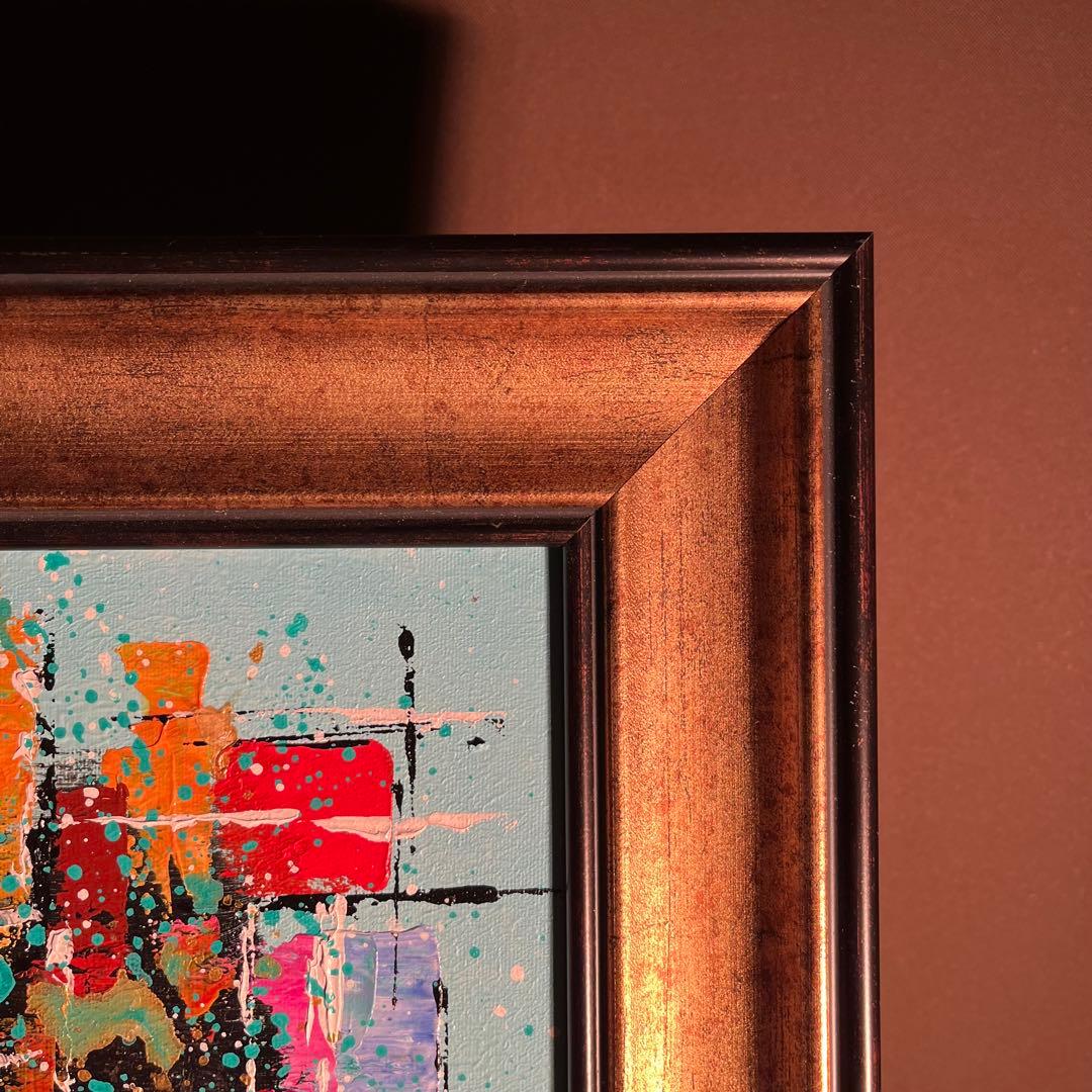 手書き油絵 抽象画 ウォールアート 額付 絵画 インテリア 油彩画