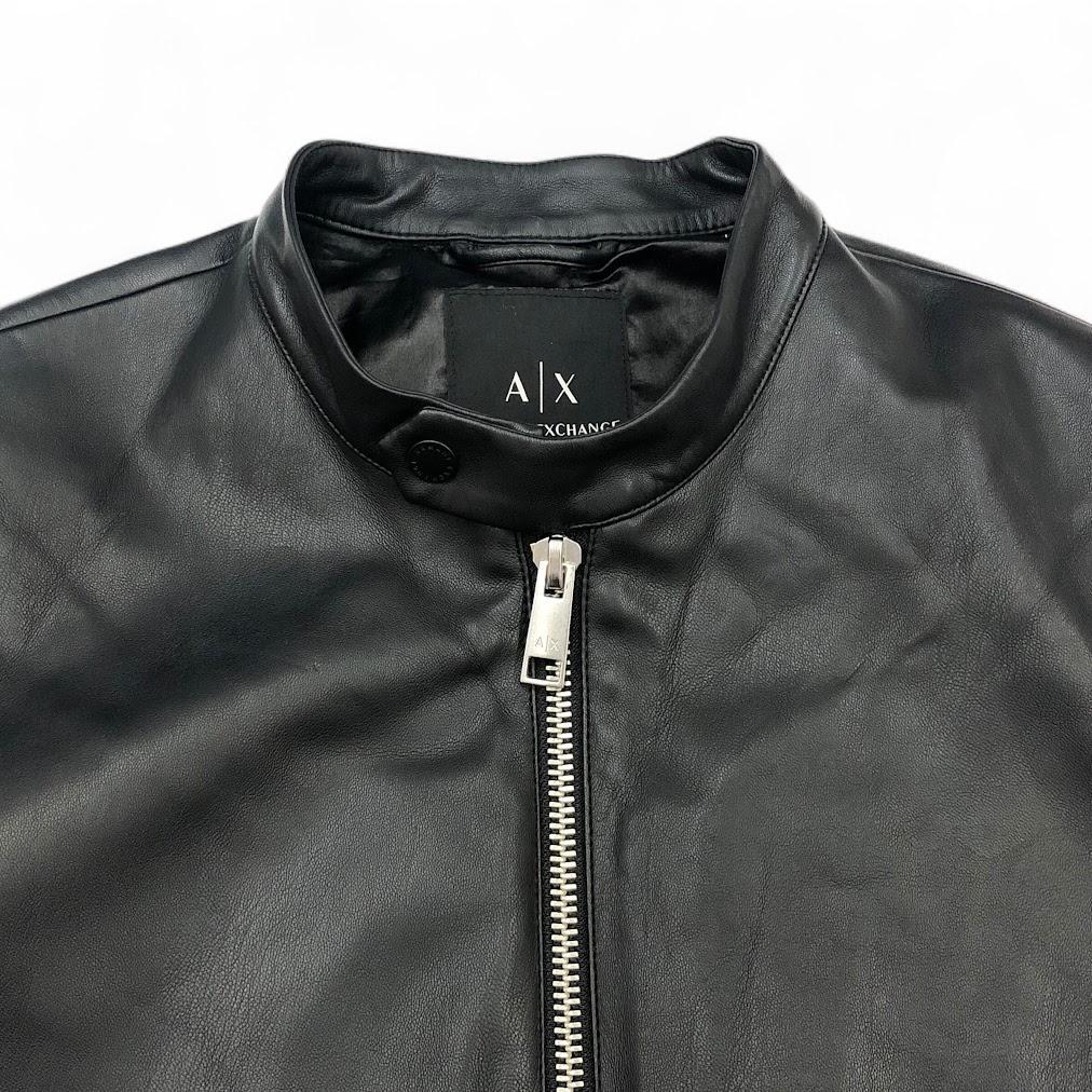美品 アルマーニ エクスチェンジ フェイクレザー シングルライダース