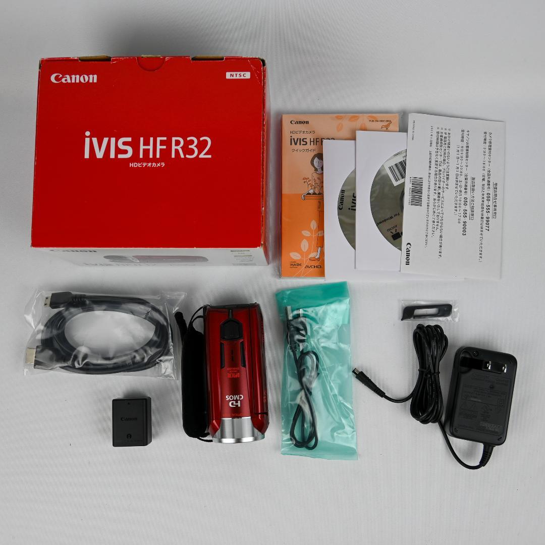 動作品】Canon ivis HF R32 ハンディビデオカメラ レッド