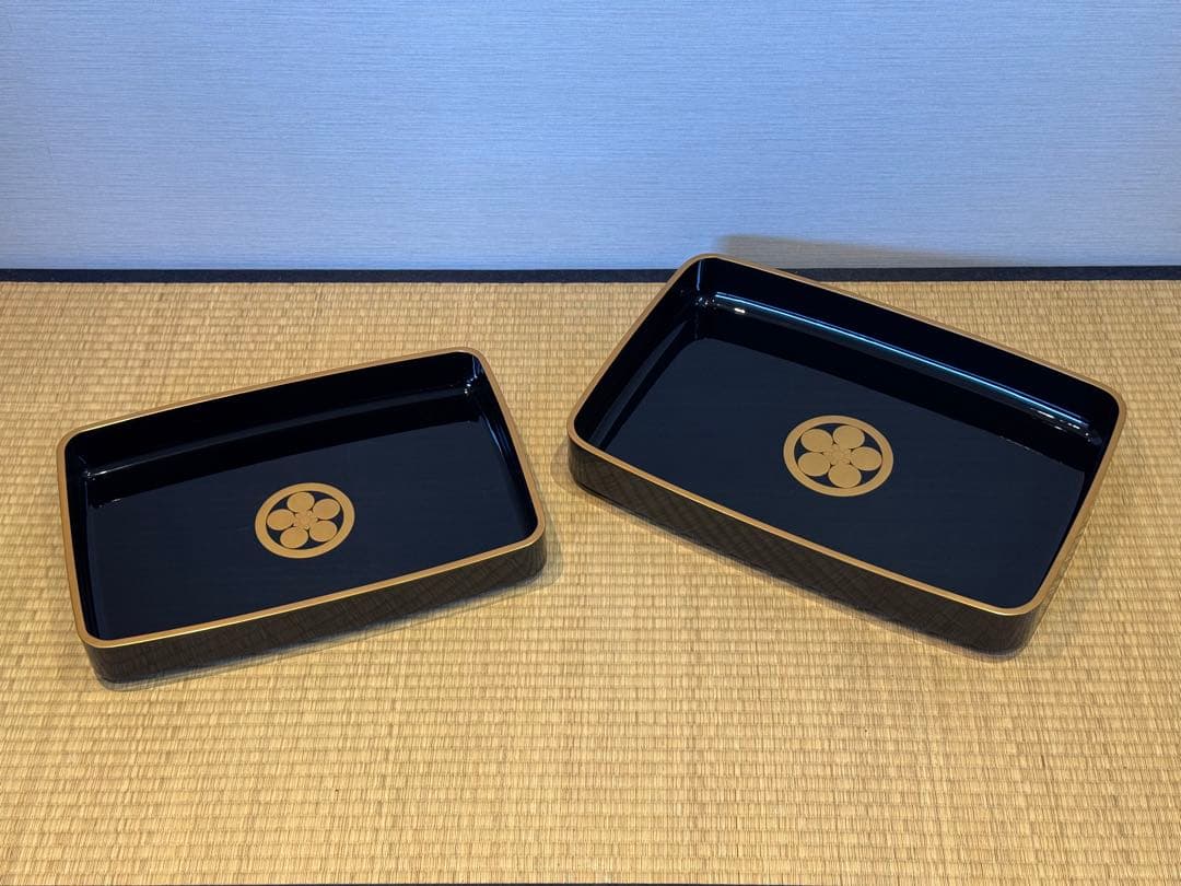 蒔絵師 西塚龍 作 輪島塗 家紋付 梨地 廣蓋 一組 共箱 美品 未使用 祝儀