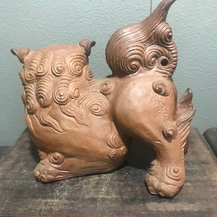 シーサー 金城敏徳 作 金城敏徳 作 南蛮焼〆ハイシーサー（大）1対