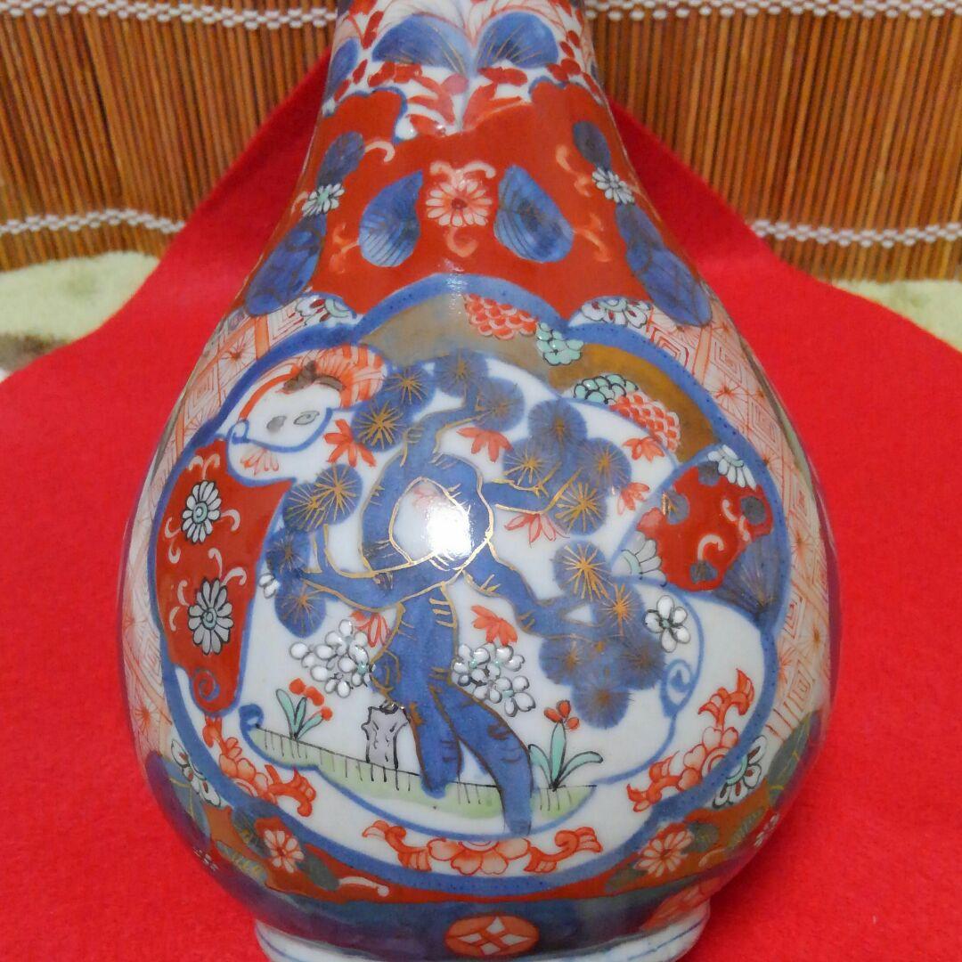 古伊万里　赤絵草加間取 松鳳凰図高さ31㎝