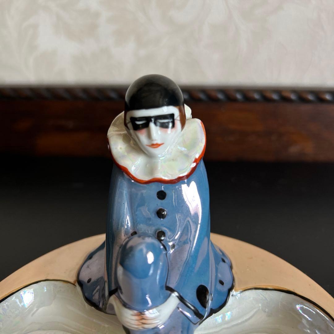 オールドノリタケ アールデコ ラスター彩 ピエロ 置物・トレー