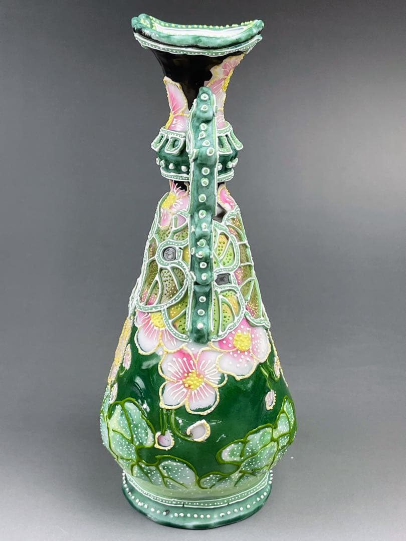 オールドニッポン アールヌーボー 花紋 一陳盛り 花瓶 明治期 里帰りの