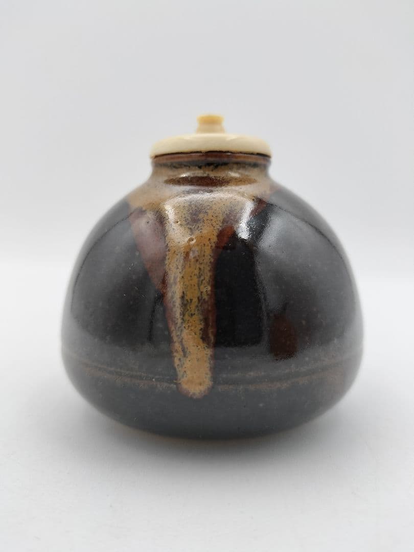 a979 膳所 茄子茶入 久田尋牛斎宗匠箱書 淡海陽炎園 小牡丹