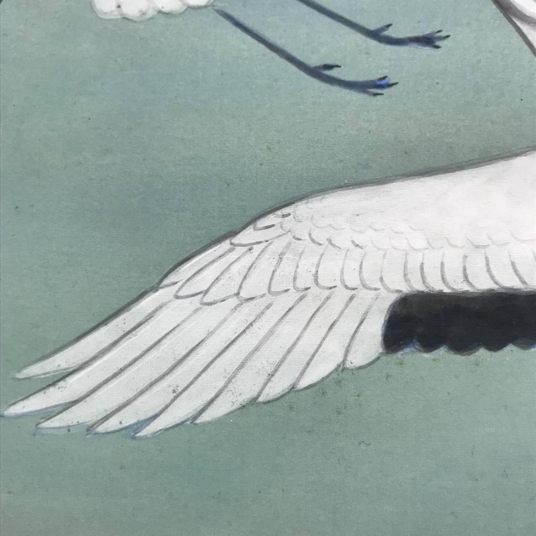 【真作】谷口英雄/舞鶴/双鶴図/ツル図/掛軸/名家伝来/AC-672