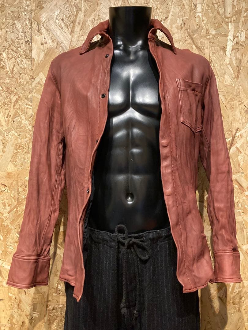 ISAMU KATAYAMA BACKLASH シワ加工レザーシャツ