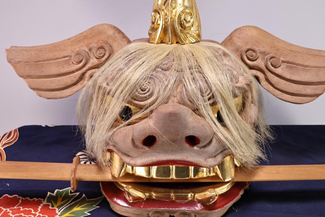 伝統工芸品 特大 郷土民芸品 栄秀作 加賀獅子頭 9寸 置物 共箱