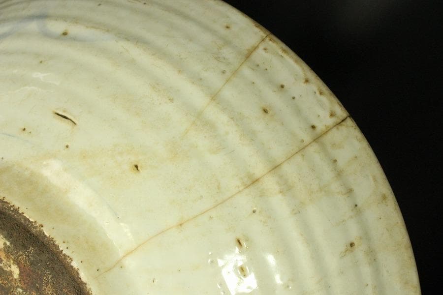 中国美術 青花 呉須 古染付 帆船図 大皿 φ47cm 明 貿易船(LC647)