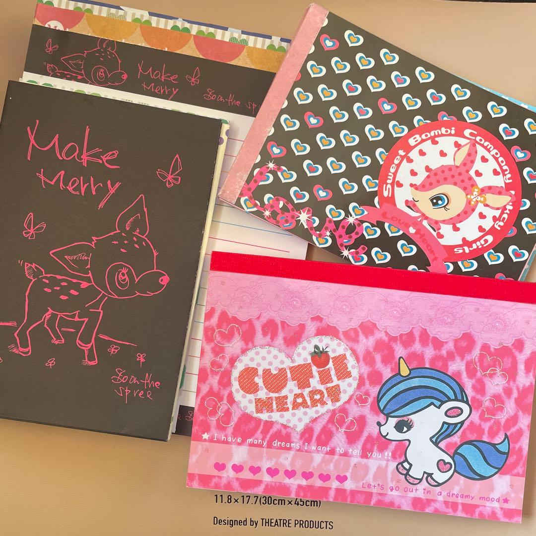 平成レトロ メモ帳 レターセット バンビ 鹿 ヒョウ柄 カミオジャパン他