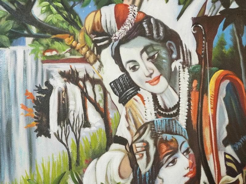 人物画　油絵　横尾忠則　悠久の愛　F8号　額付き　手描き　肉筆