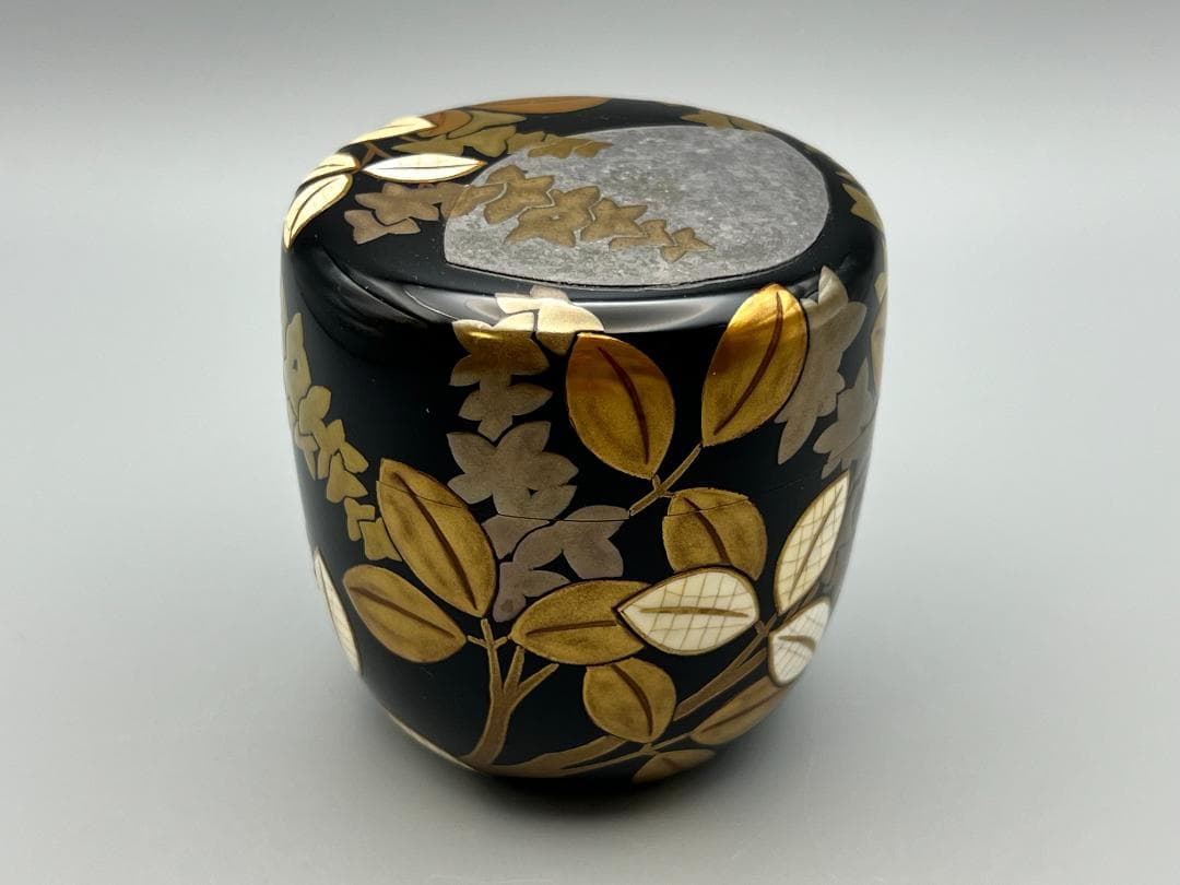 大棗 月に萩 内銀地平目 英文作 共布 共箱付き 作家物 茶道具 未使用