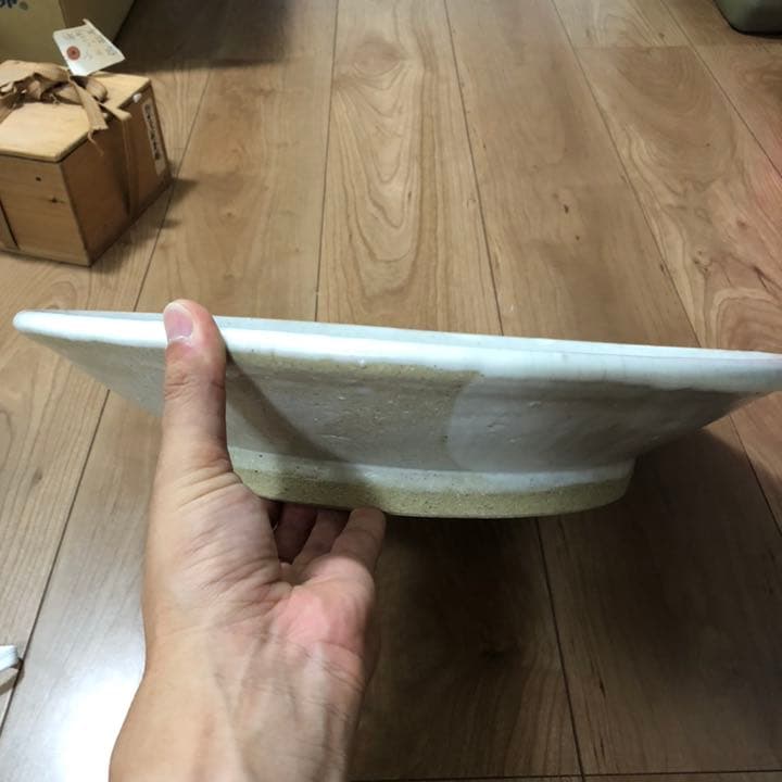 古美術品◼️蔵から出て来た、白い釉薬が美しい超特大サイズのお皿、花道具、茶道具