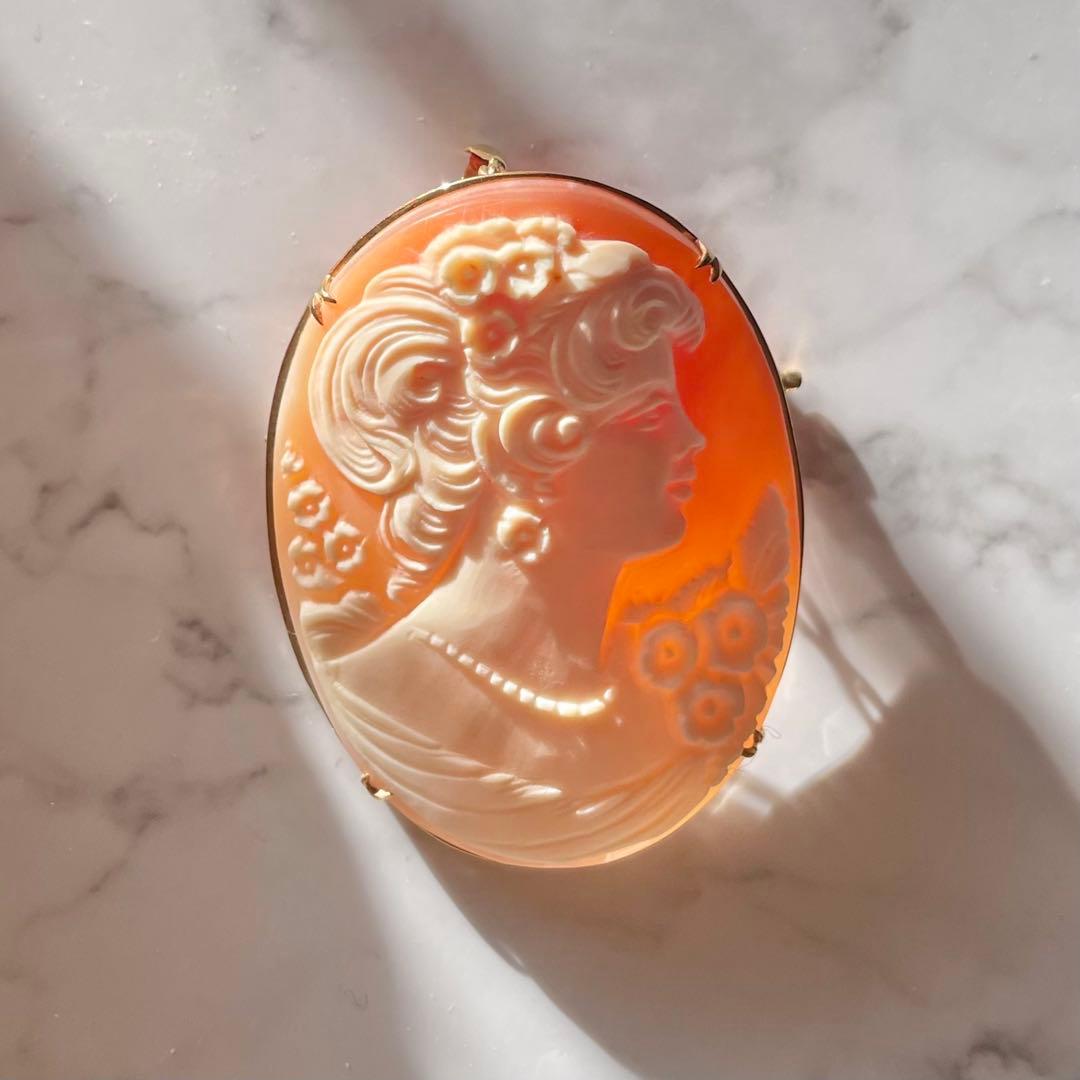 K18カメオブローチ 女性の肖像