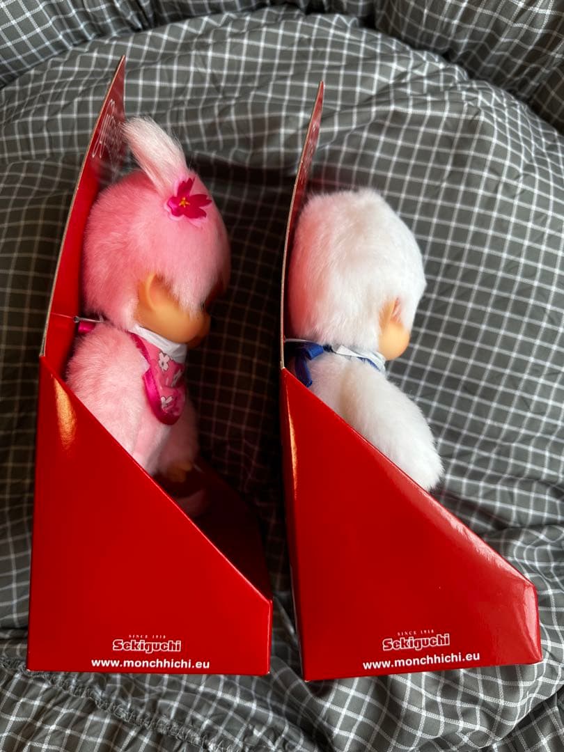 海外限定モンチッチ スノー白色 Sサイズ サクラピンク色S サイズ 2体