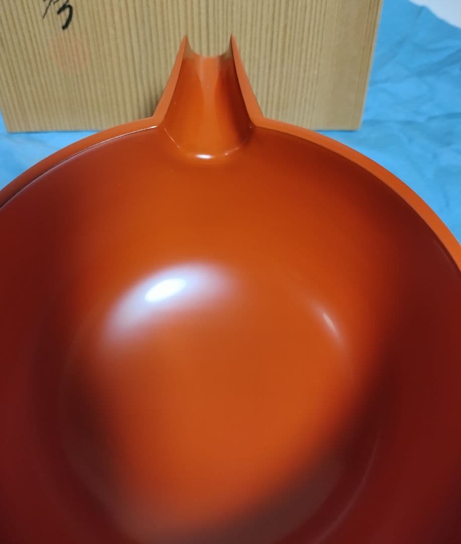 京都　平安象彦　5寸片口　洗朱