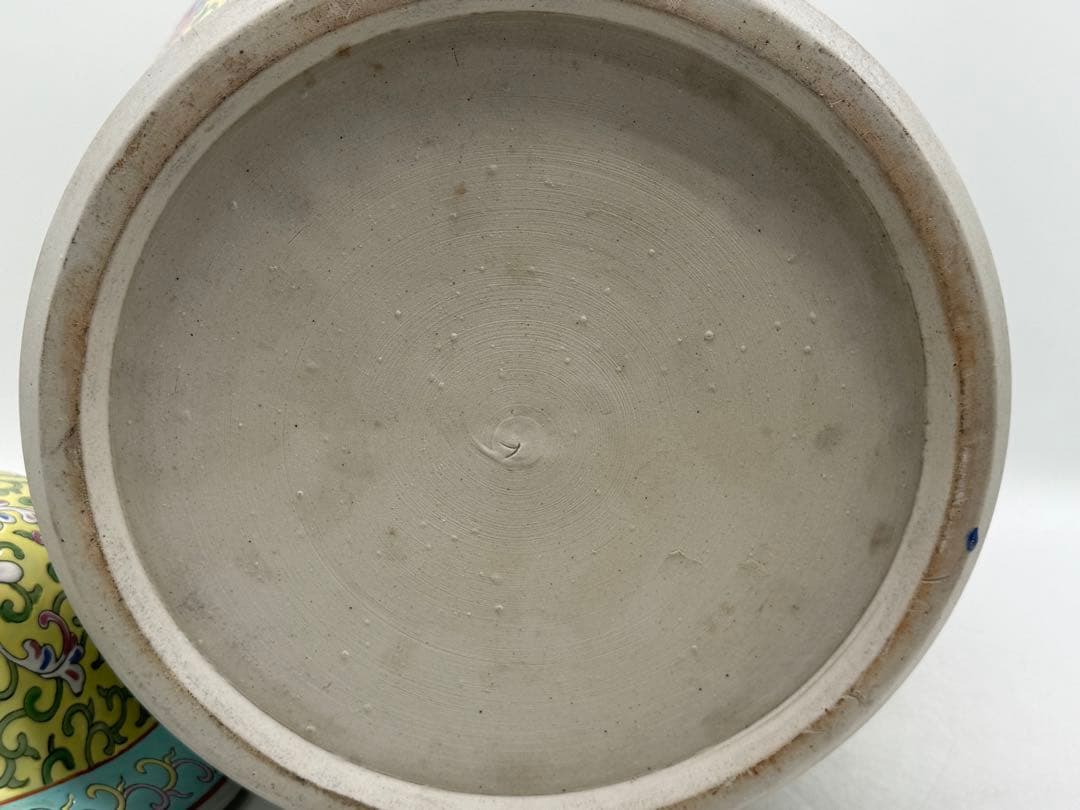 中国 清時代 粉彩 獅子摘み 花鳥紋大壺 送料込み251224