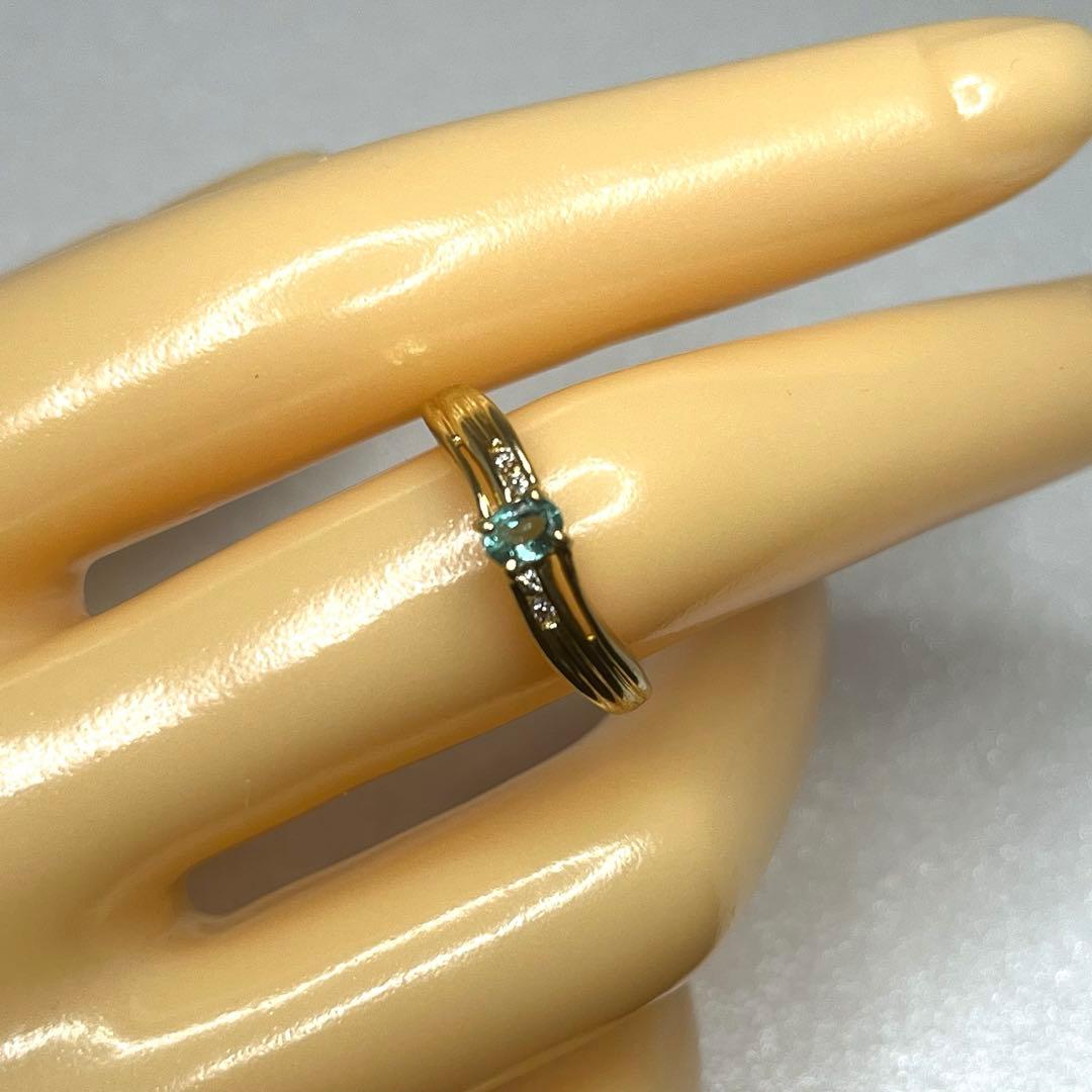 最終値引き66.パライバトルマリン ダイヤ K18 ジュエリーマキ リング